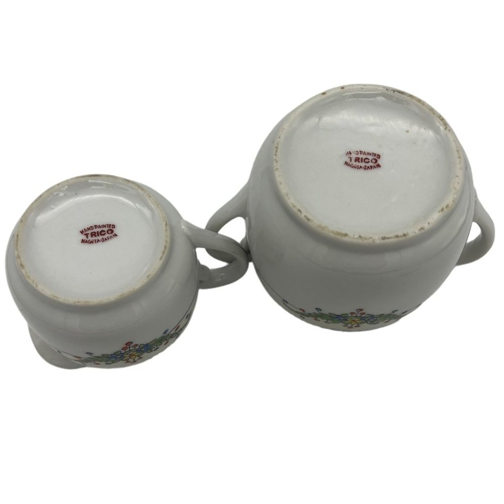 Hand Painted Trico Nagoya Japan China Sugar Bowl & Creamer Floral Pattern - Picture 4 of 8